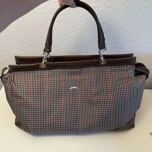 Diane Von Furstenberg Duffel Weekender Travel  Bag DVF Plaid Brown 17.5” Vintage